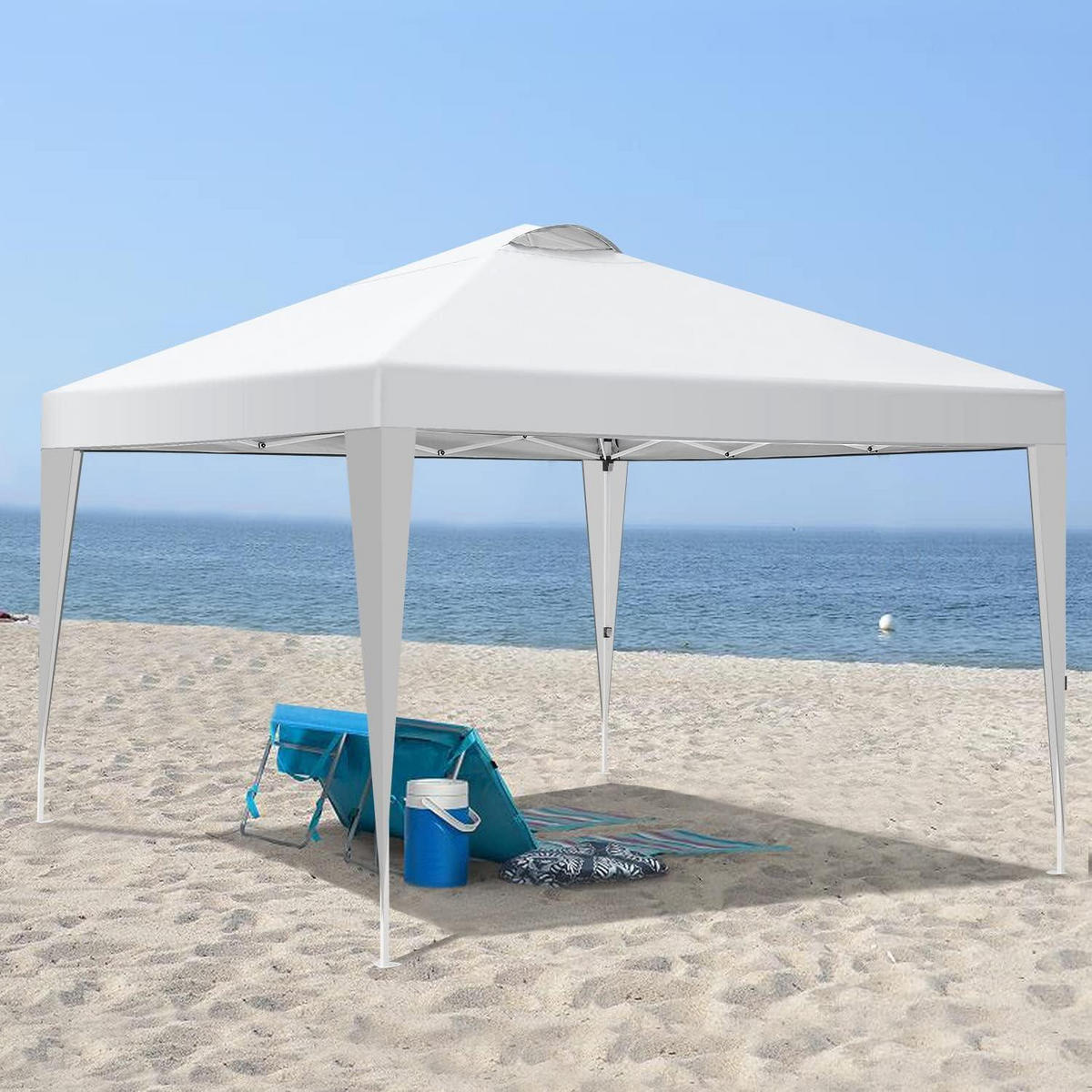 PAVILLON 3 x 3 m Weiß mit 4 Seitenteilen - Weiß, Textil (300/206/300cm)