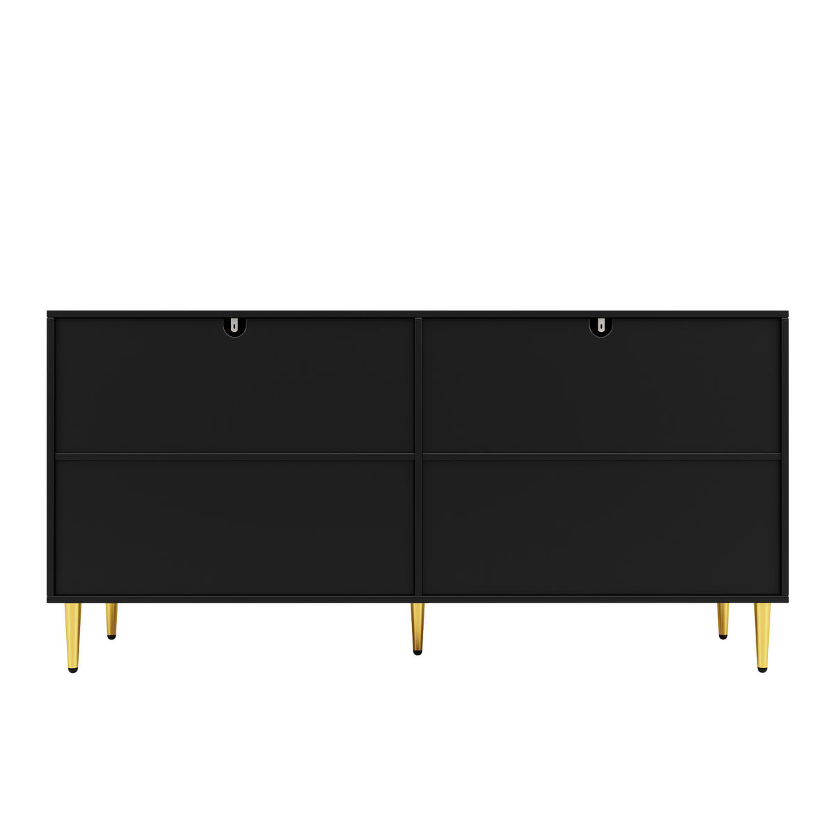 SIDEBOARD Wellenfront mit goldenen Griffen & Füßen Schwarzes - Schwarz, Holzwerkstoff (152/75/40cm) - Urban Meuble