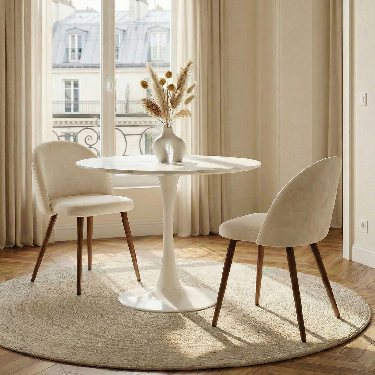 ESSGRUPPE LOIRE/NAVIA 3er Set weiß - Weiß, Metall - IDIMEX