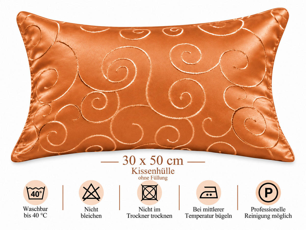 KISSENBEZUG 30x50 cm Orange Damast Circle - Orange, Textil (30/50cm) - TiborTex