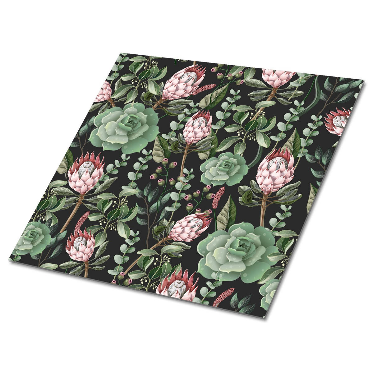 FLIESENAUFKLEBER 9 Stück 30x30 cm selbstklebend Sukkulenten - Grün, Textil (30/1.6/30cm) - TULUP