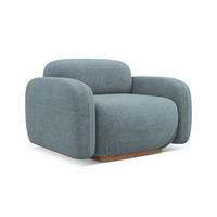 SESSEL Bouclé Stoff Blau - Blau/Blaugrau, Holz/Textil (110/73/95cm) - Makamii