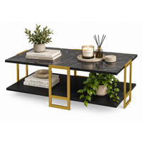 COUCHTISCH Polka Bendir Schwarz Gold - Schwarz, Holzwerkstoff (91.5/61.5/36.6cm) - Decorotika