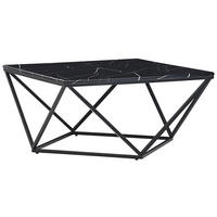 COUCHTISCH Marmor Optik schwarz quadratisch 80/80 cm Malibu - Schwarz, Holzwerkstoff (80/80/40cm) - Beliani