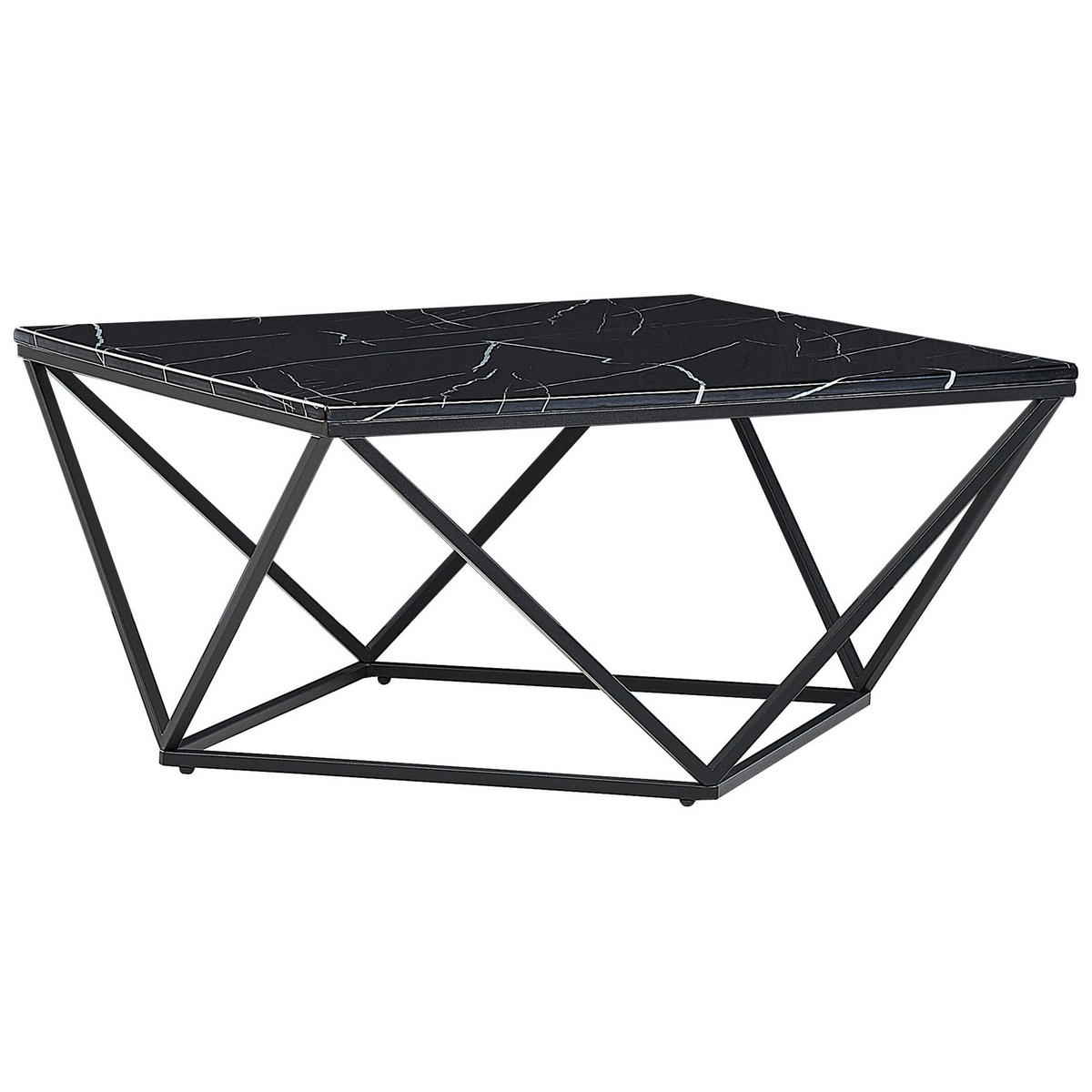 COUCHTISCH Marmor Optik schwarz quadratisch 80/80 cm Malibu - Schwarz, Holzwerkstoff (80/80/40cm) - Beliani