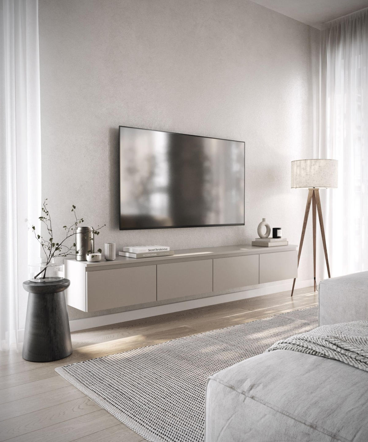 TV-LOWBOARD Bemmi Greige 200 cm - Kaschmir, Holzwerkstoff (200/28.4/31.8cm) - Selsey