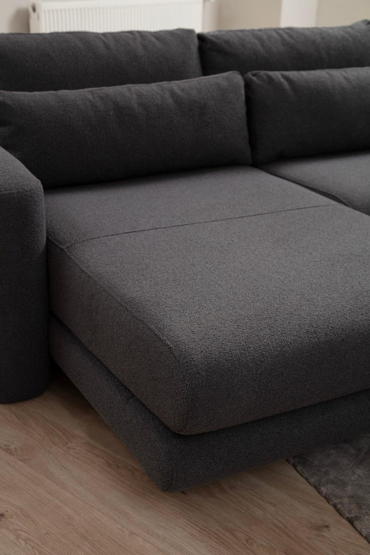 ECKSOFA mit losen Rückenkissen - Schwarz/Grau, Holz/Kunststoff (290/165cm) - myHomelando