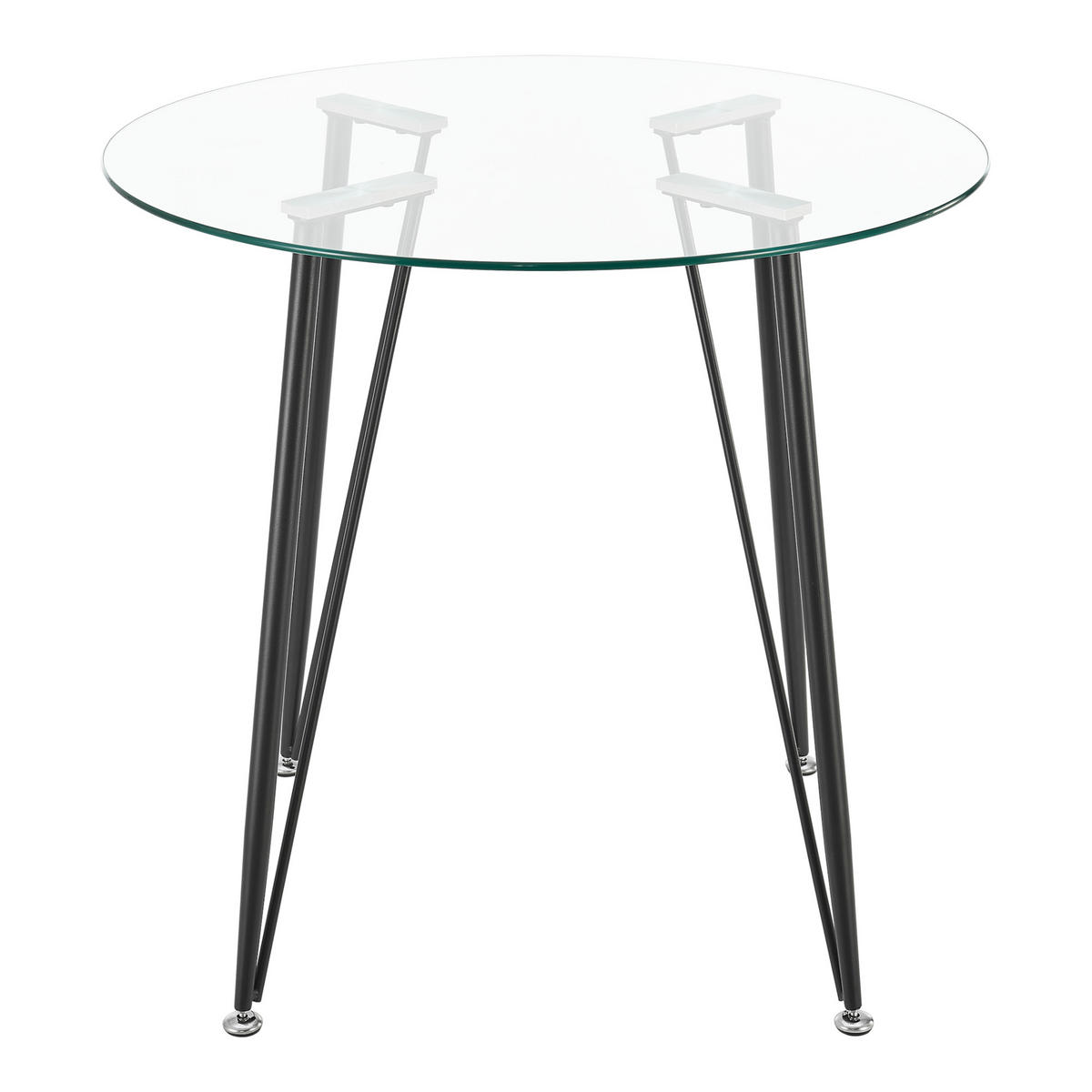 ESSTISCH Huittinen - Transparent/Schwarz, Glas/Metall (80/80/72cm) - [en.casa]