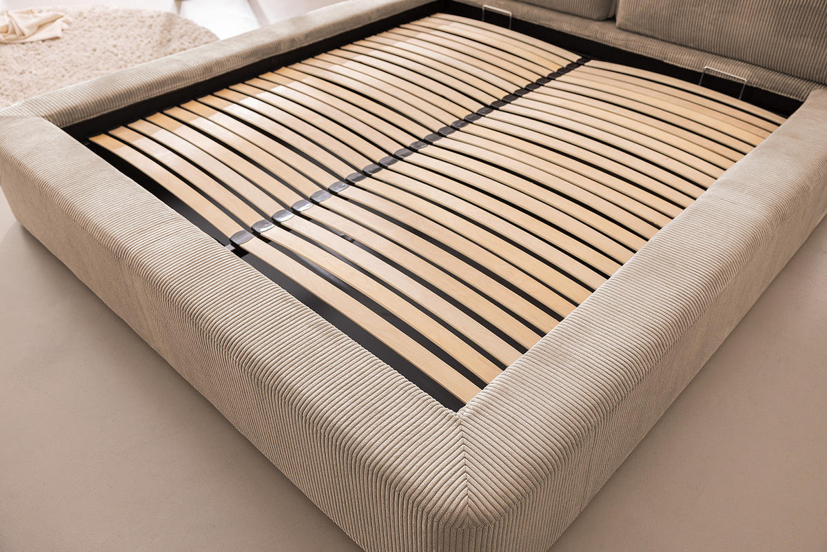 POLSTERBETT - Taupe, Textil (140/200cm) - home24