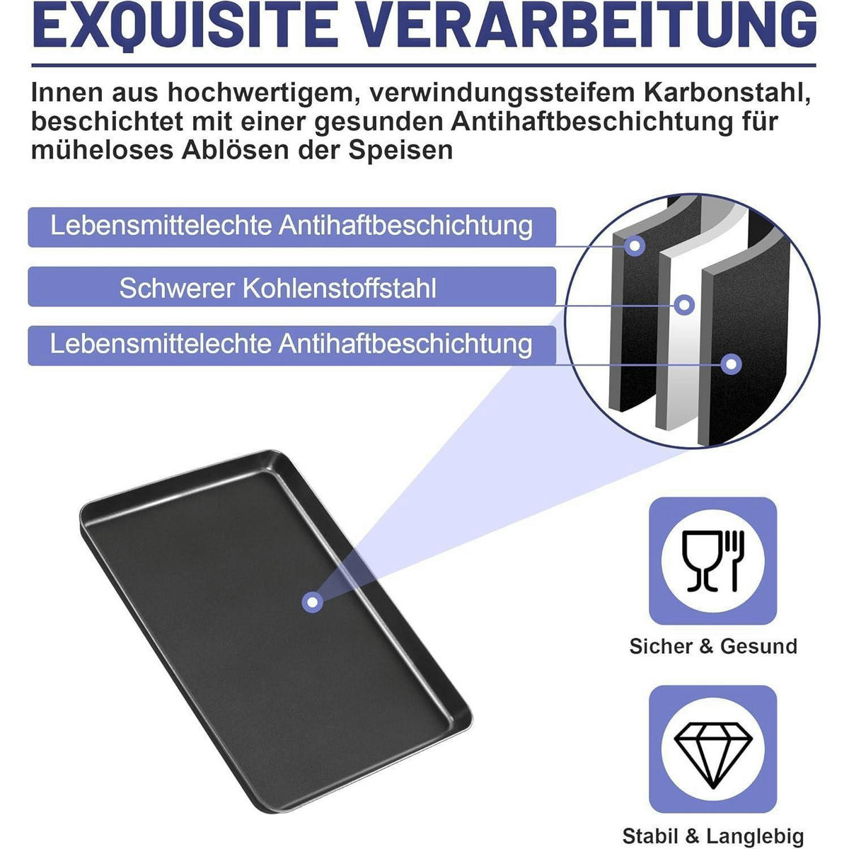 BACKBLECH 2er Set Antihaftbeschichtet 40.5 x 30.5 cm - Schwarz, Metall (17.7/2.5/23.7cm)