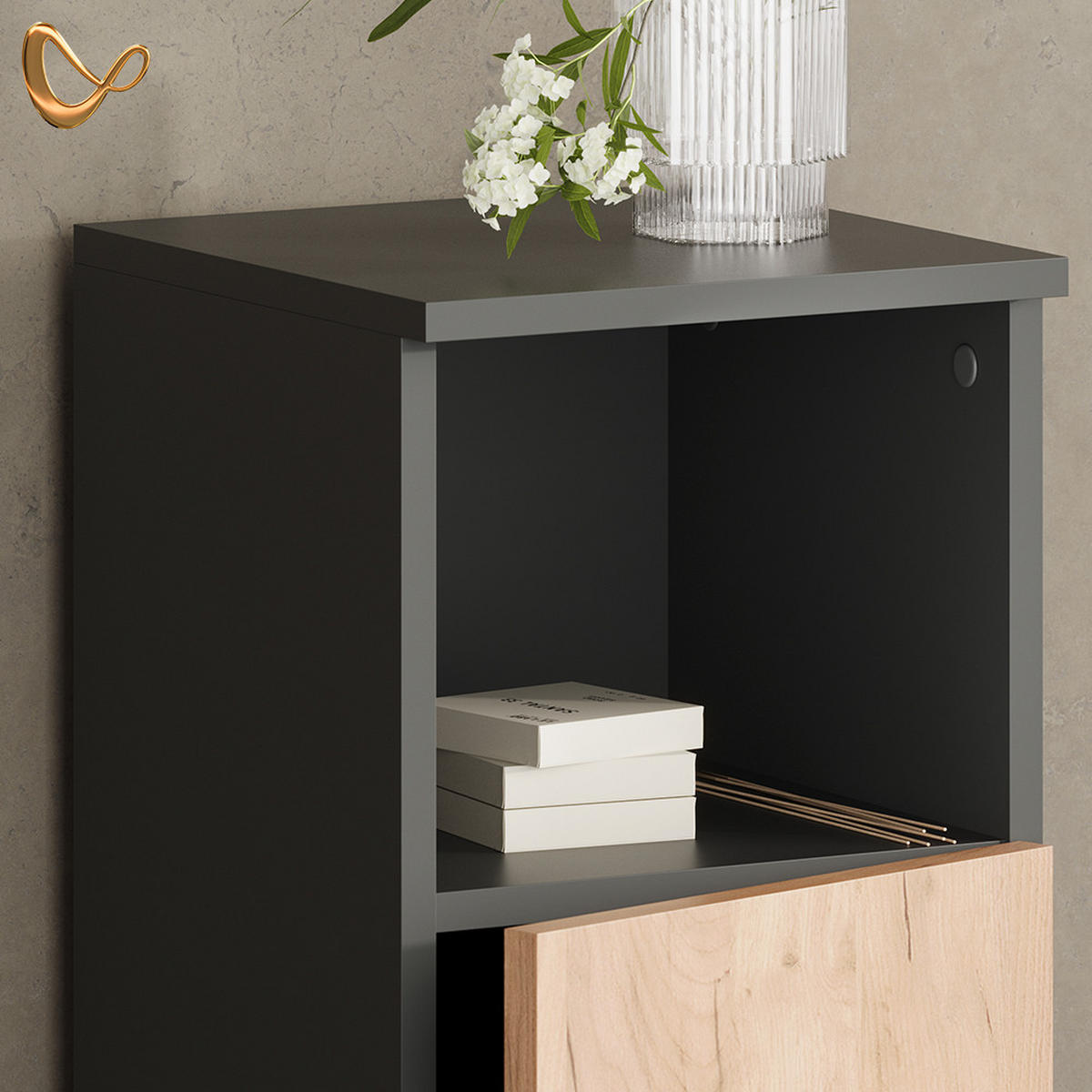 BADMÖBEL-SET Fucino Anthrazit/Goldkraft Eiche 4 Teile - Honigeiche/Anthrazit, Holzwerkstoff (60/54/32cm) - Livinity®