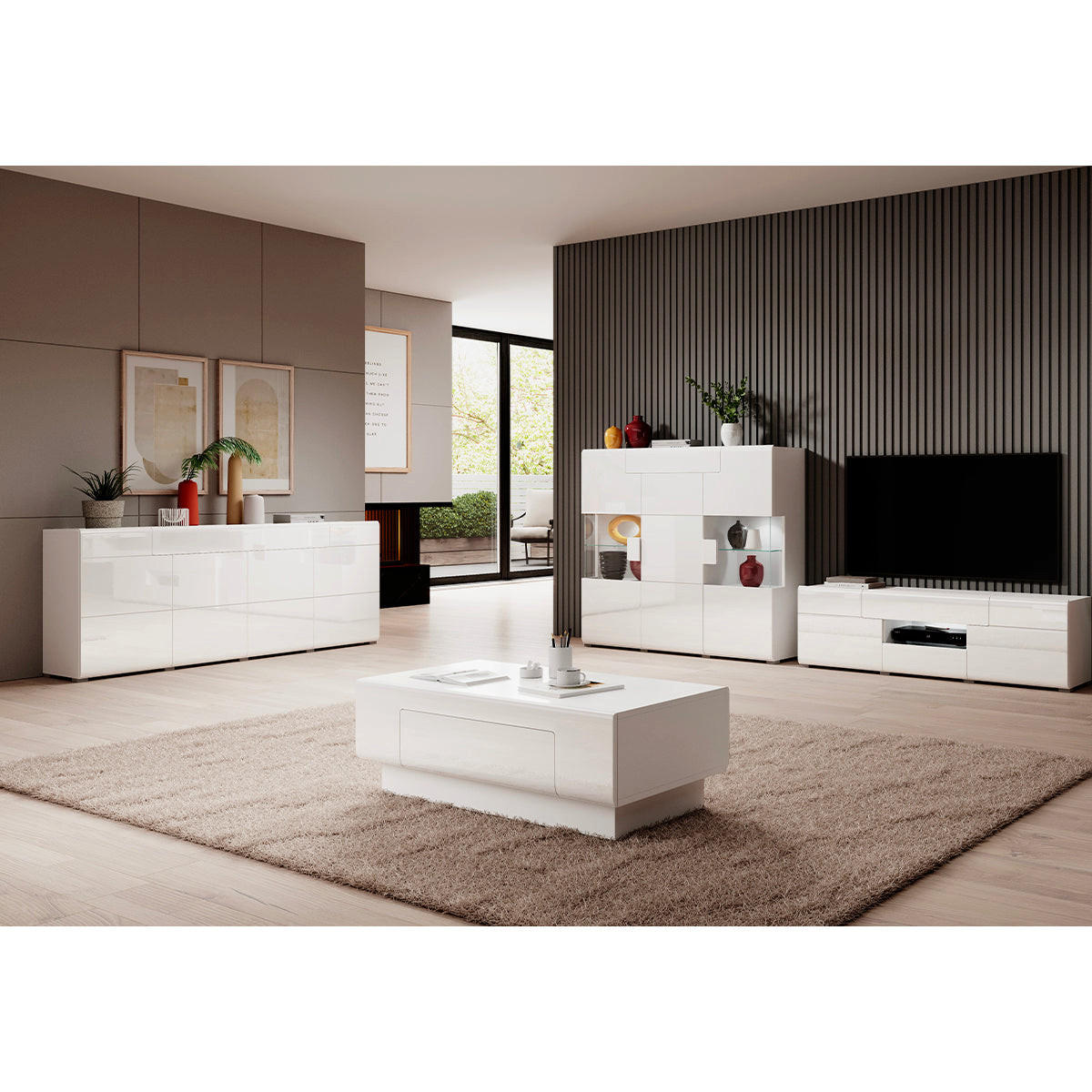 TV OMARICA Jules Bela - bela, leseni material (159/47/39cm) - Petits-meubles