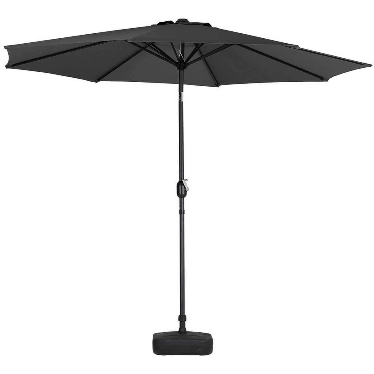 SONNENCHIRM aus Polyester Metall und befüllbarer Kunststoff-Sockel 360° drehbar neigbar 60° 3 x 2.4m Ø44,5 × 28 cm - Schwarz, Metall (300/240cm) - Livingandhome