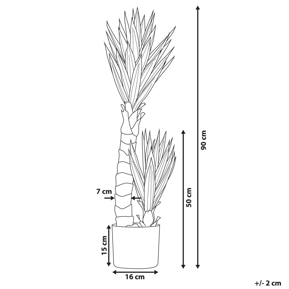 KUNSTPFLANZE im Blumentopf 90 cm Grün/Schwarz Yucca - Schwarz/Grün, Kunststoff (90cm) - Beliani