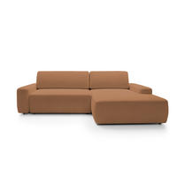 ECKSOFA BOULI 4-Sitzer Polstersofa Raven mit Schlaffunktion 130x210 cm Bettzeugablage 264x162x82 cm rechts, Farbe: Orange​ - Orange, Holz/Textil (264/162cm) - DomoHome