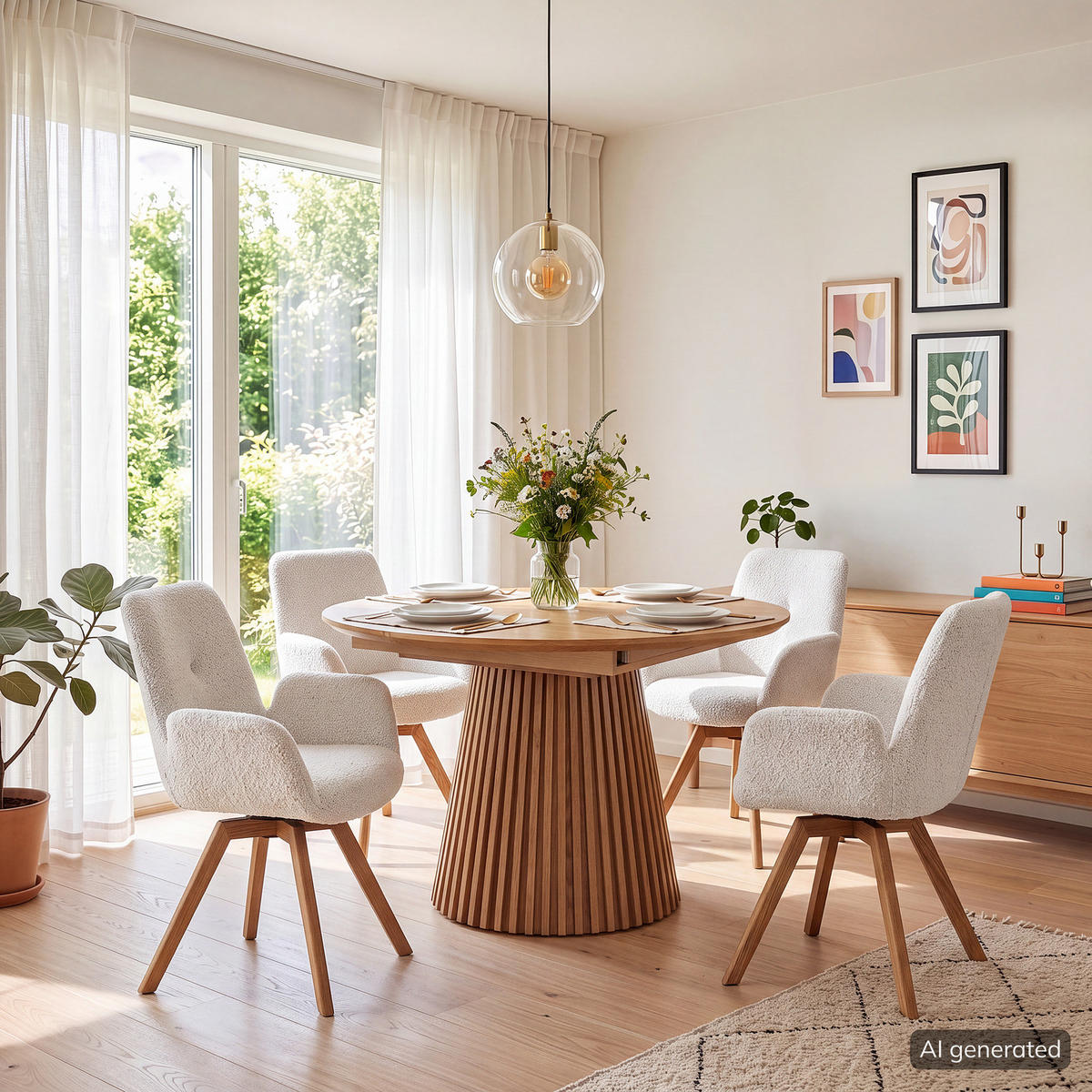 POLSTERSTUHL - Massivholz / Textil - Eiche - Weiß, Eichenholz/Holz (61/84/61cm) - home24