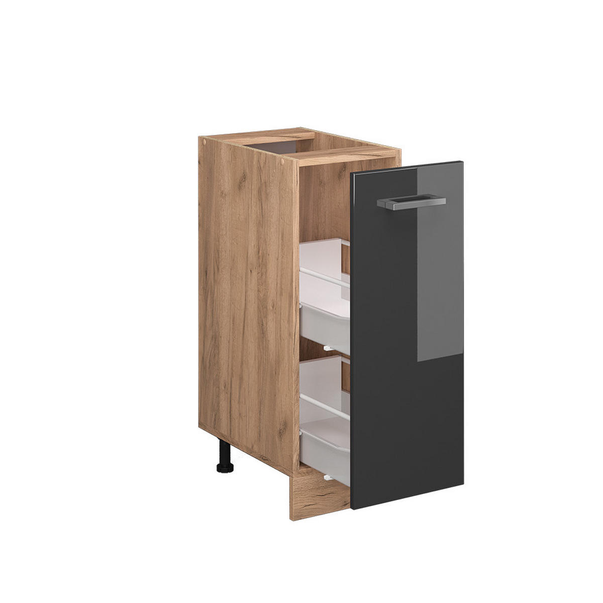 APOTHEKERSCHRANK R-Line Anthrazit Hochglanz 30 cm AP Marmor - Anthrazit/Eiche Wotan, Holzwerkstoff (30/81.6/60cm) - Vicco