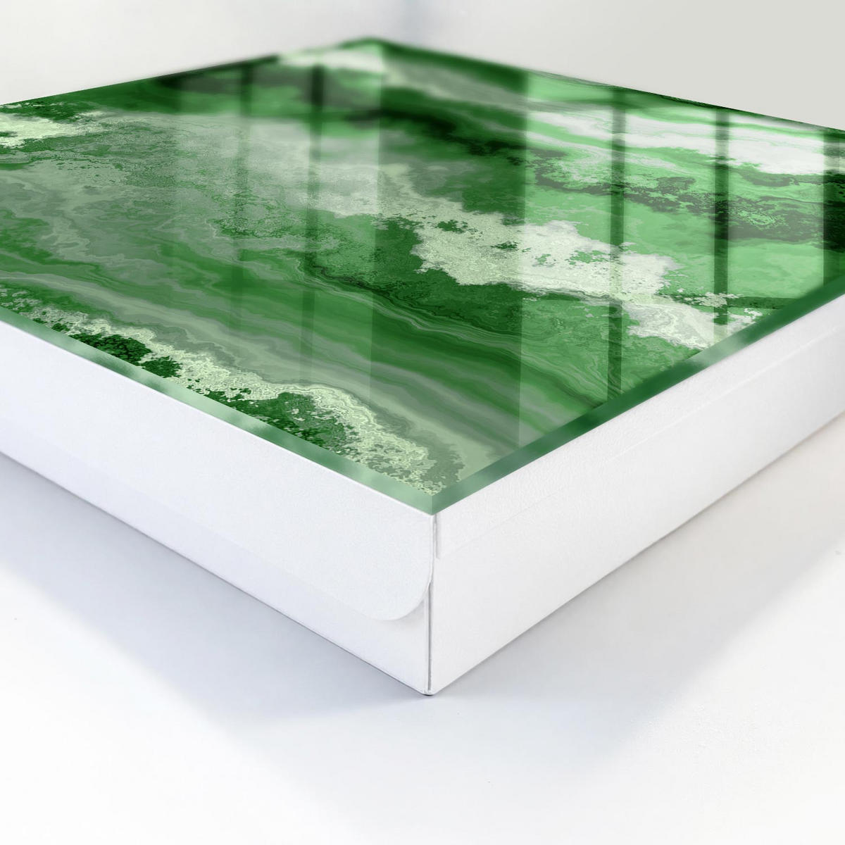 SCHLÜSSELBOX Weiß 30x30 cm – Türöffnung nach rechts - Grüne Struktur - Grün, Metall (30/30/5cm) - TULUP