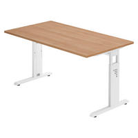 SCHREIBTISCH Serie-O 80/140/74 cm in Nussbaumfarben/Weiß - Nussbaumfarben/Weiß, Holzwerkstoff (80/140/74cm) - bümö