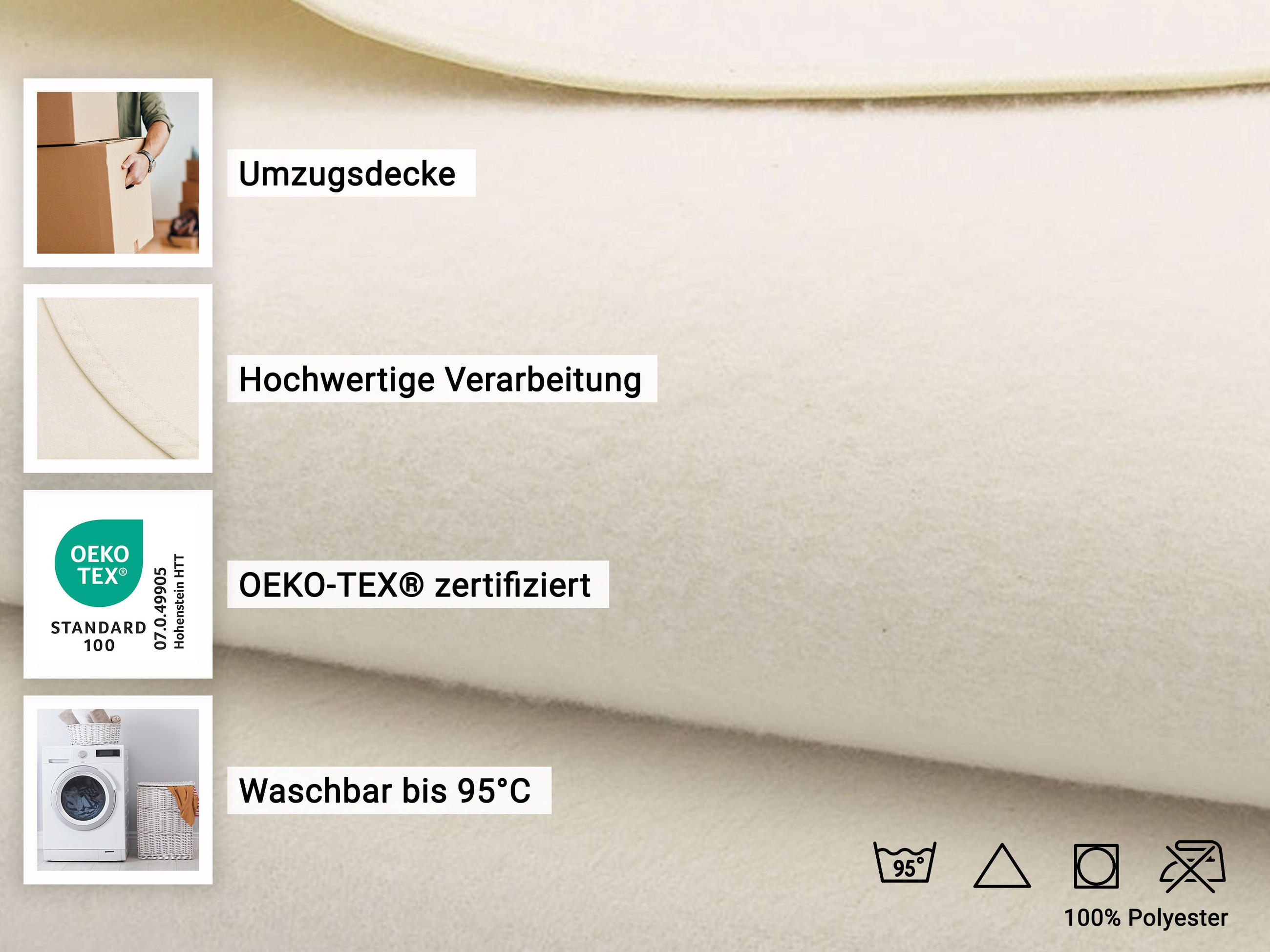 Thumbnail - Zollner Umzugsdecke,, Weiß, Textil, 180x200 cm, Oeko-Tex® Standard 100, Wohntextilien, Decken