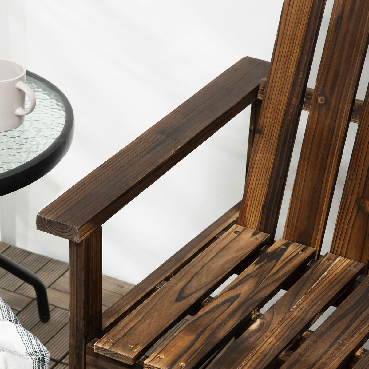 GARTENBANK, 2-Sitzer Sitzbank, Holzbank mit Rückenlehne, Armlehne, Parkbank, Verkohlt - Dunkelbraun, Holz (63/86/114cm) - Outsunny