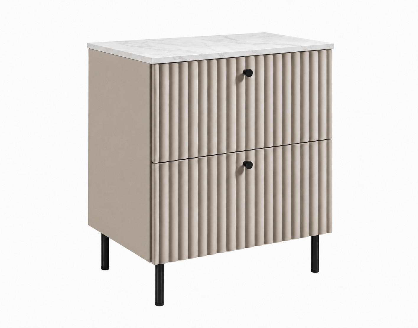 BADEZIMMERSCHRANK: Kaschmir / Platte Marmor Bianco / Griffe Schwarz / Beine Schwarz, 60 x 44,4 x 73,6 cm - Kaschmir/Schwarz, Holzwerkstoff (60/73.6/44.4cm) - 3XE LIVING