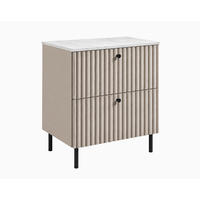 BADEZIMMERSCHRANK: Kaschmir / Platte Marmor Bianco / Griffe Schwarz / Beine Schwarz, 60 x 44,4 x 73,6 cm - Kaschmir/Schwarz, Holzwerkstoff (60/73.6/44.4cm) - 3XE LIVING