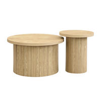 COUCHTISCH-SET 2 teilig in Naturholz-Optik mit Lamellen-Design & Nesting-Funktion - Naturfarben, Holzwerkstoff (66/66/40cm) - Urban Meuble