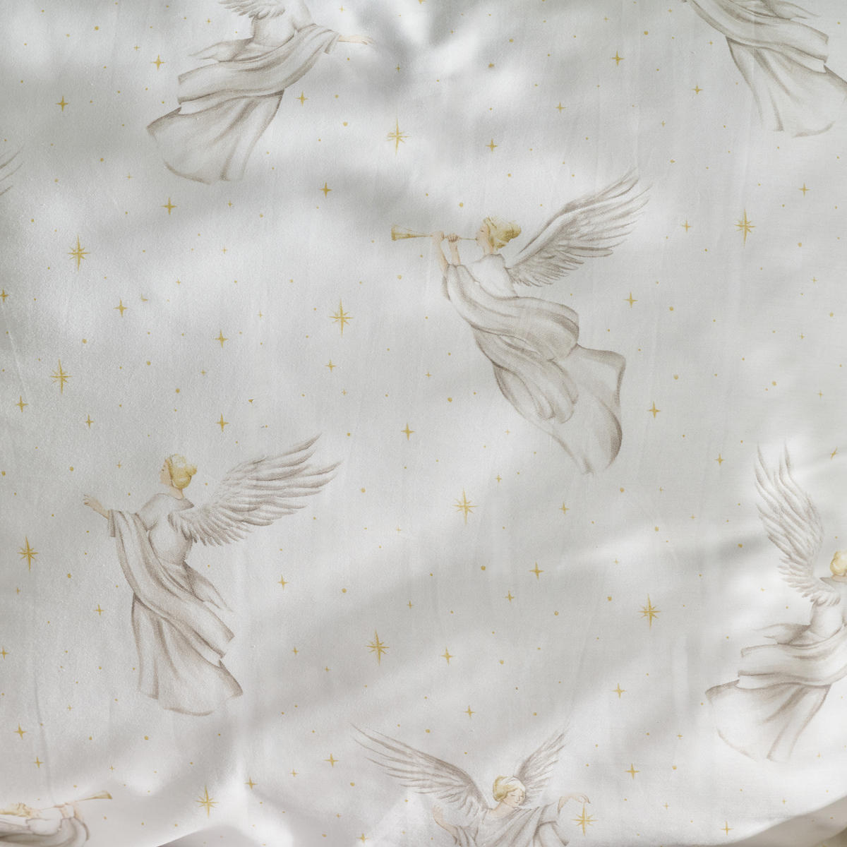 BETTWÄSCHE Satin ANGELISO, 160x200 cm, Ecru, Winter Weihnachten Bettbezug, Weihnachtsdeko, Christmas, Weihnachtsmotiv - Ecru, Textil (160/200cm) - home&you