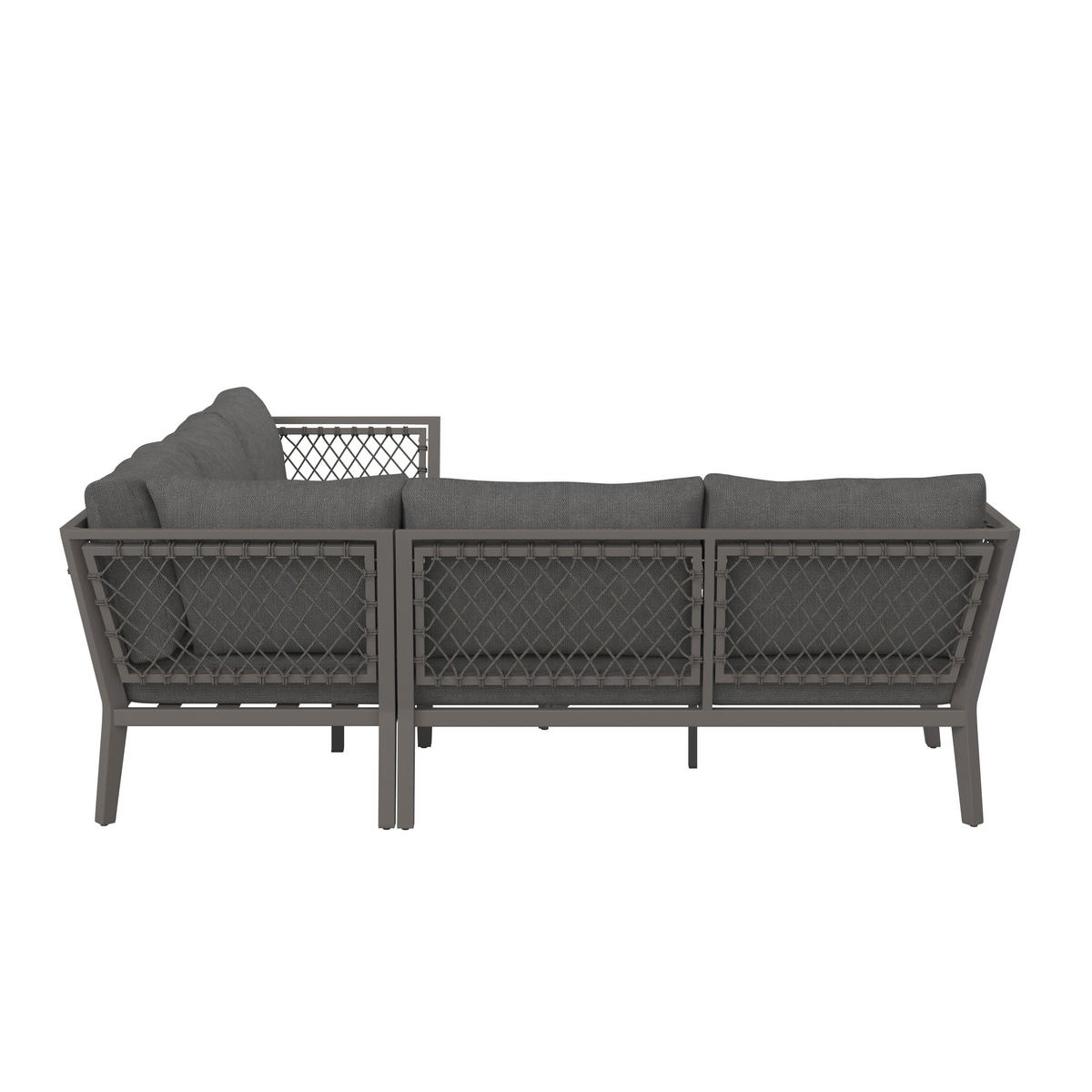 LOUNGEGARNITUR Malou Grau Outdoorstoff/Metall +Abdeckung - Dunkelgrau, Metall