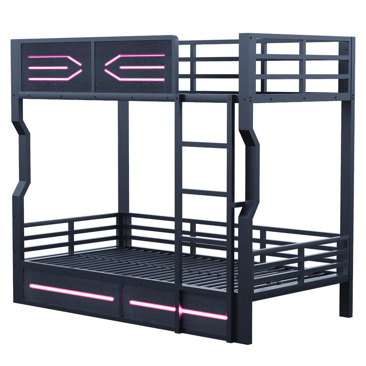 HOCHBETT 90x200 Schwarz Metall LED Sicherheitsgitter - Schwarz, Metall (90/200cm) - FLIEKS