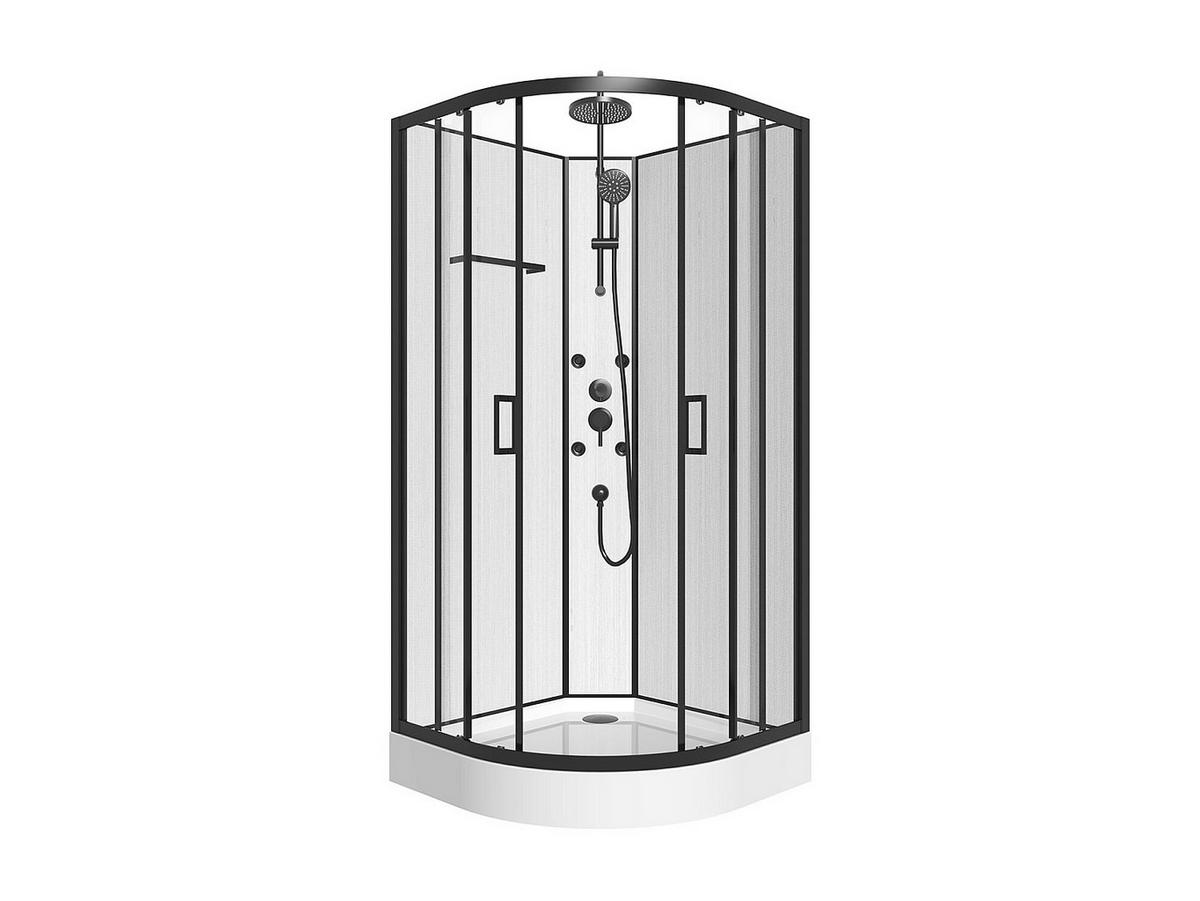 DUSCHKABINE mit Hydromassage - Bambusfasern - Schwarz matt - 80 x 80 x 225 cm - ZALIFA - Schwarz, Glas (80/80/200cm) - Vente-Unique