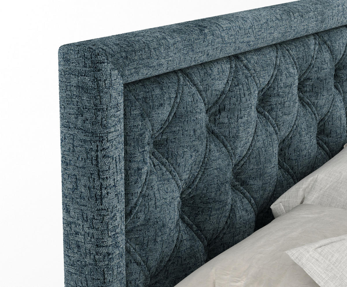 BOXSPRINGBETT Aurelia Blau 140/200 cm - Blau/Schwarz, Holz/Holzwerkstoff (140/200cm) - Maison de Reve