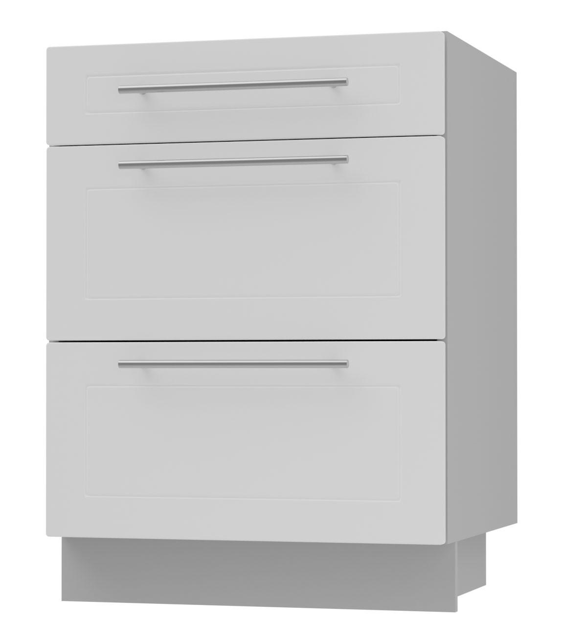 Feldmann-Wohnen Schubladenunterschrank Weiß, Grau 60x82x50 cm