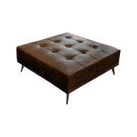 HOCKER WIOLO Dunkelbraun Leder - Dunkelbraun/Silberfarben, Leder/Metall (110/42/110cm) - KAWOLA