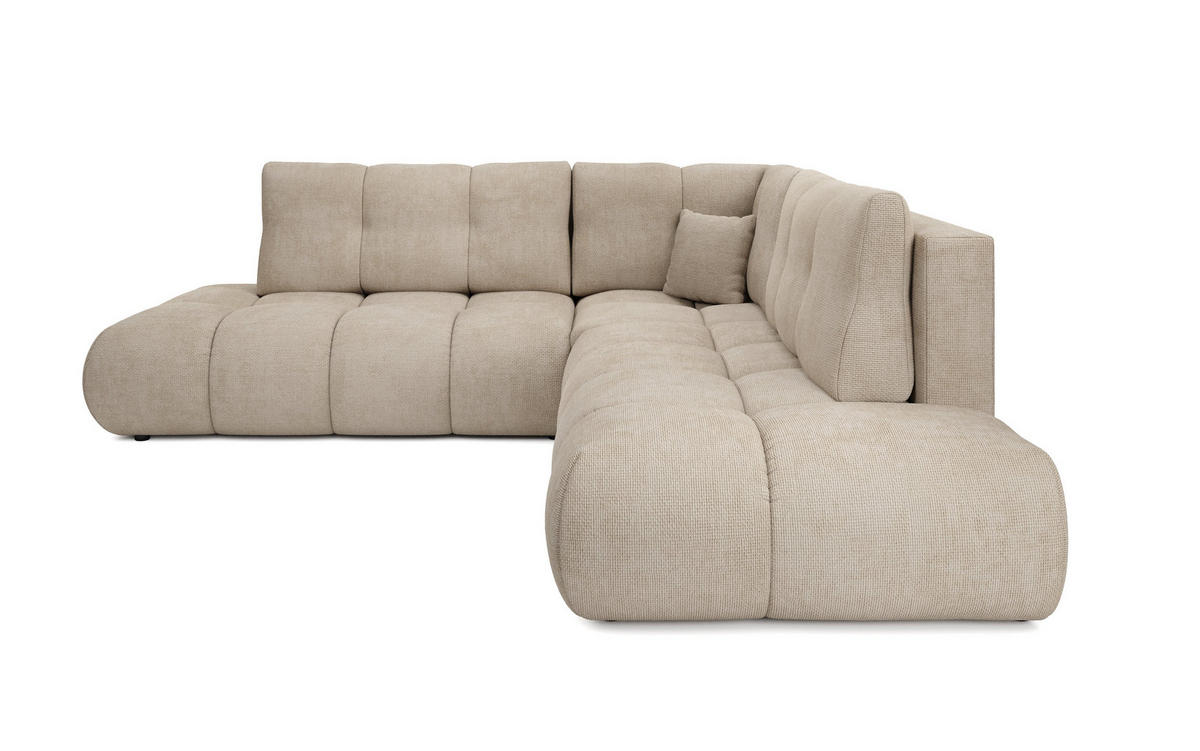 ECKSOFA DUCA II L-S Beige Chenille mit Schlaffunktion - Beige, Holz (266.5/266.5cm) - MASSENO