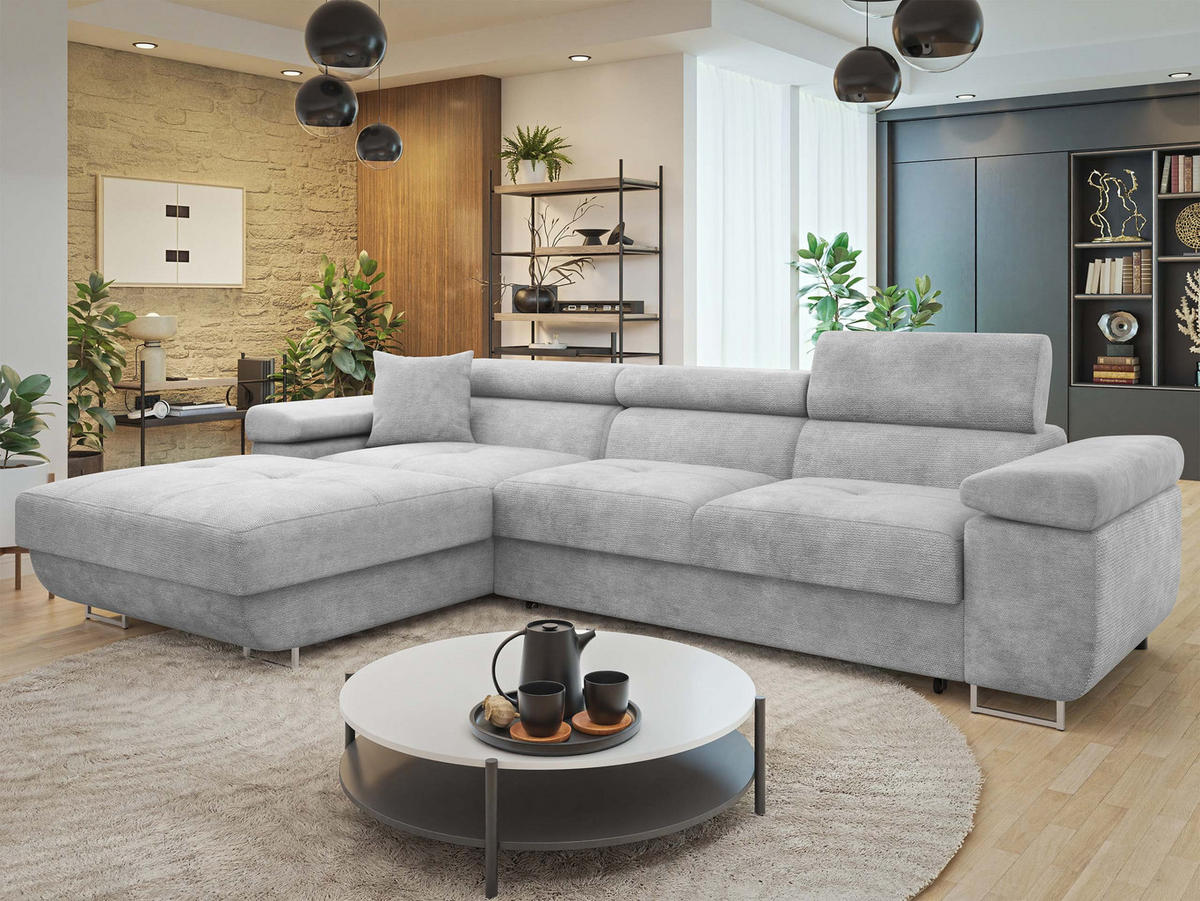 ECKSOFA Torezio Mini, Seite: Links - Greige, Holz/Textil (280/170cm) - MIRJAN24