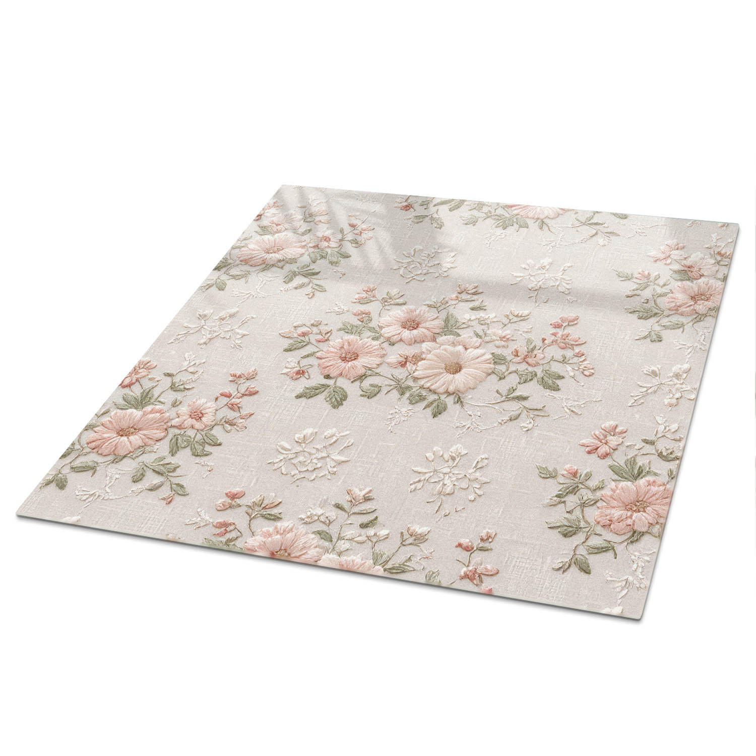 TISCHPLATTE 50x50 cm – Blumenmuster - Weiß, Glas (50/50/0.4cm) - Wallfluent