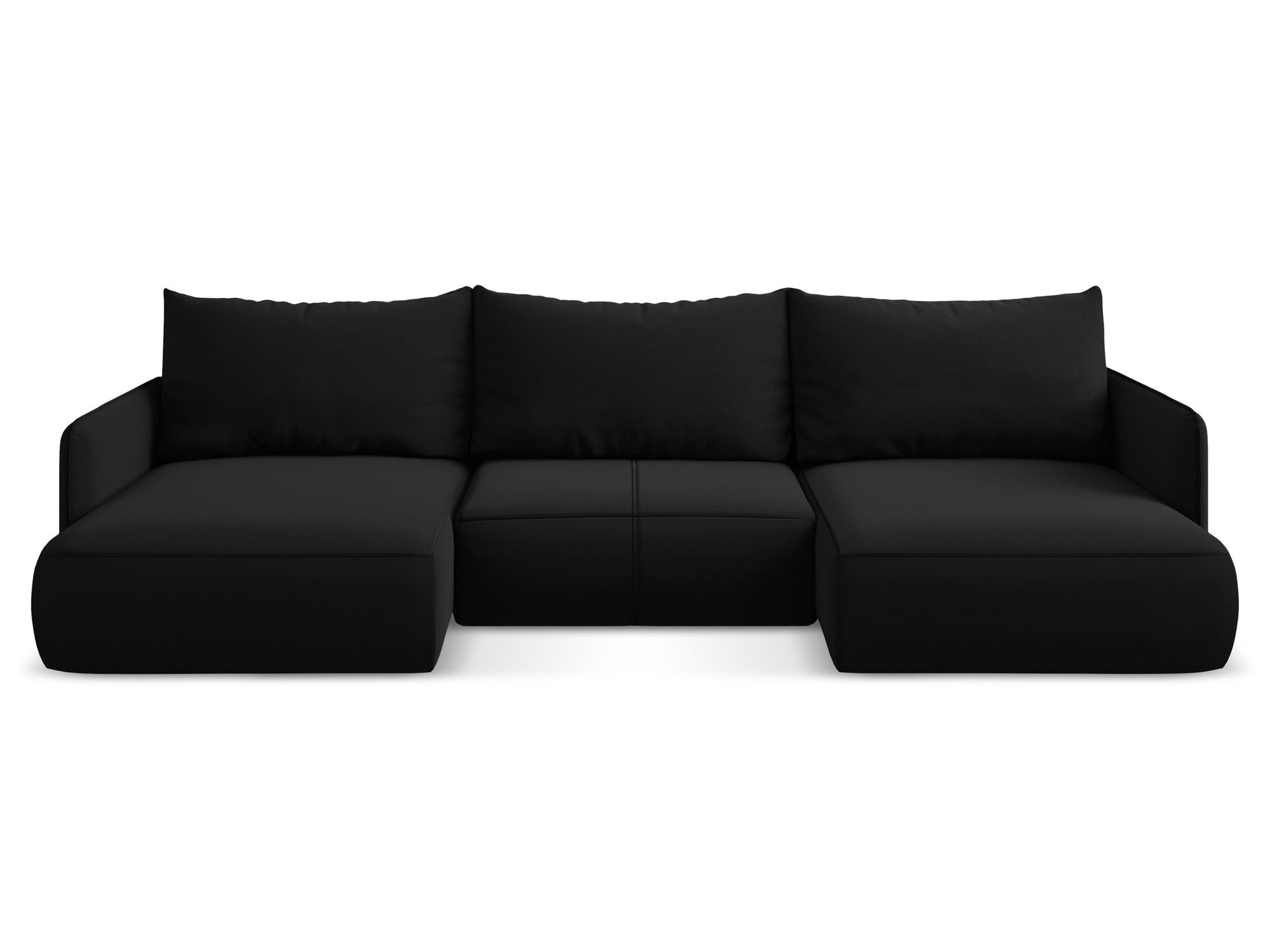 WOHNLANDSCHAFT Samt Stoff Schwarz - Schwarz, Kunststoff/Textil (290/86/148cm) - Makamii