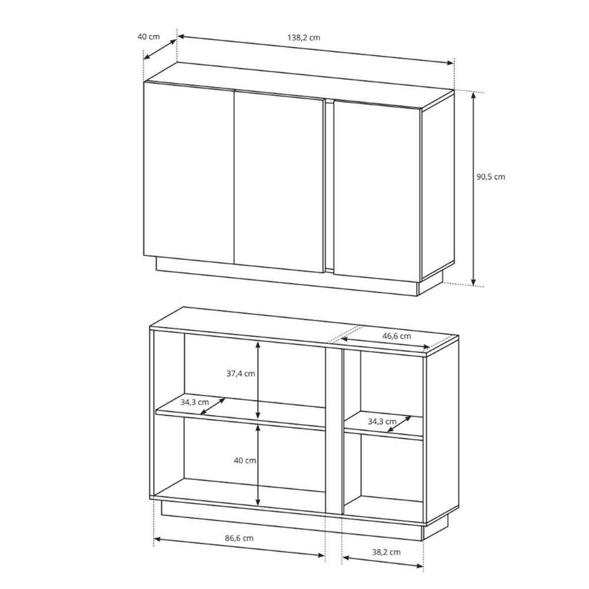 KOMMODE Armelia - Weiß, Holzwerkstoff (138.2/90.5/40cm) - Pillovely