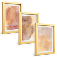 BILDER SET 3er Set - 20x30 cm Goldrahmen - Warme, farbenfrohe Aquarelltexturen - Goldfarben, Kunststoff (20/30cm) - TULUP