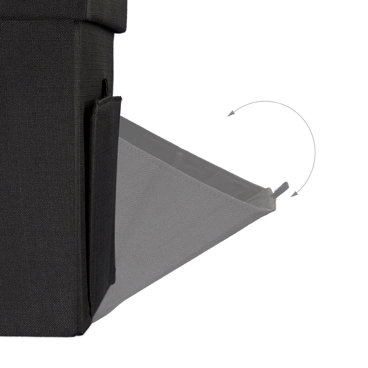 FALTBARER Sitzhocker - Schwarz, Holzwerkstoff/Textil (38/38/38cm) - Relaxdays