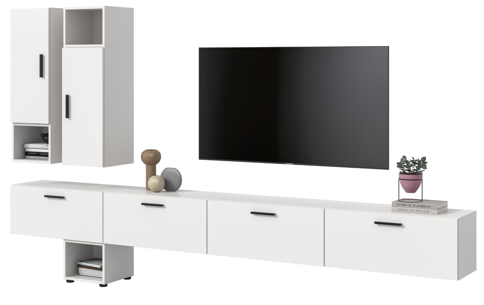 Inn.Furn Wohnwand Weiß 300x178x34 cm