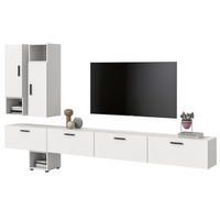 WOHNWAND weiß 300 cm, Wohnkombination hängend / stehend - Schwarz/Weiß, Holzwerkstoff/Kunststoff (300/178/34cm) - Inn.Furn