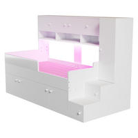 STAURRAUMBETT 90/200 cm DE-01518, in Weiß, mit Kleiderschrank, Kletterleiter und LED-Beleuchtung - Weiß, Holzwerkstoff (90/200cm) - ComfortXL