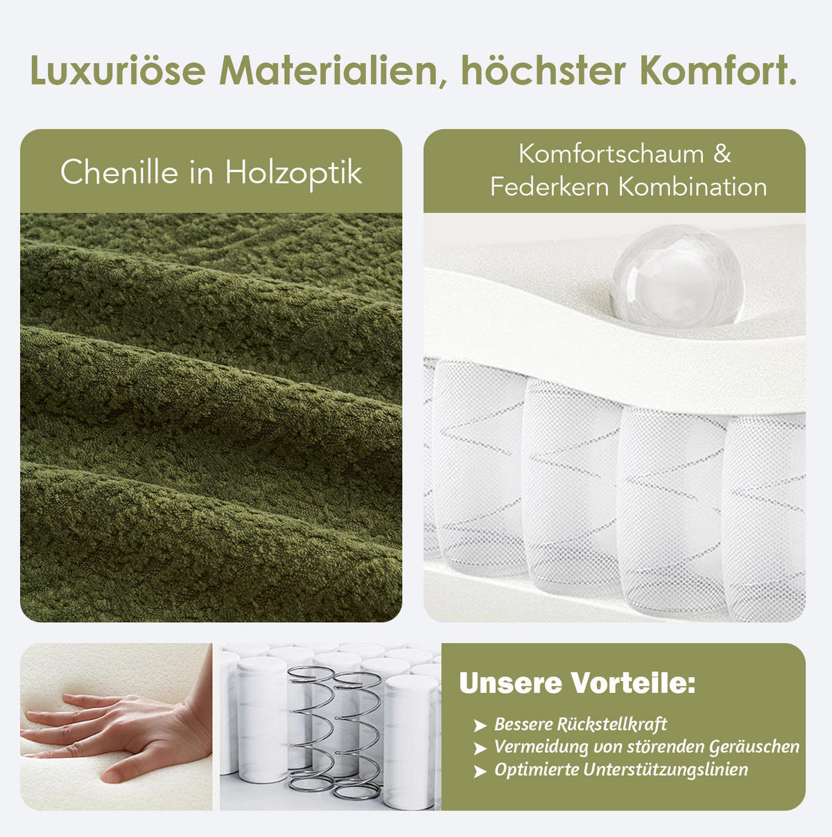 ZWEISITZER-SOFA mit tiefer Sitzfläche Chenille Grün - Grün, Kunststoff (153/63/94cm) - Meubliv