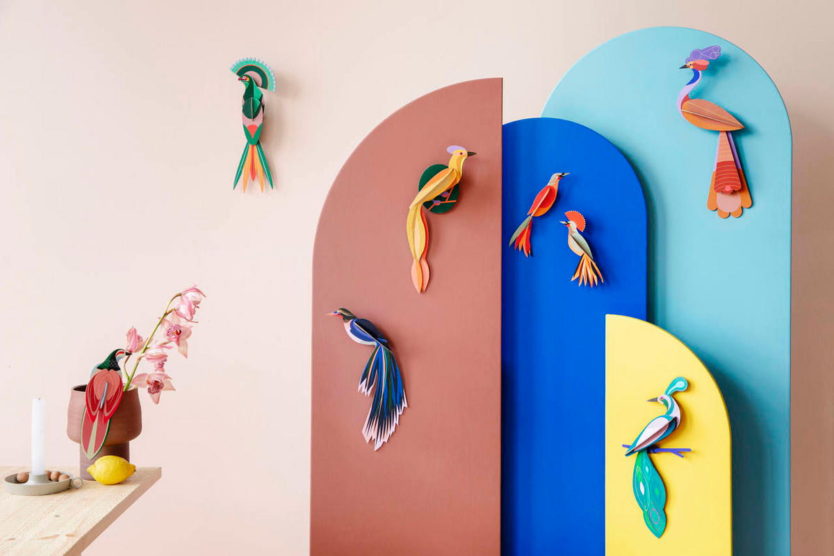 WANDDEKO Azurflügel-Vogel 18/7 cm - Blau/Weiß, Wellpappe (18/7/37cm) - KUNSTLOFT