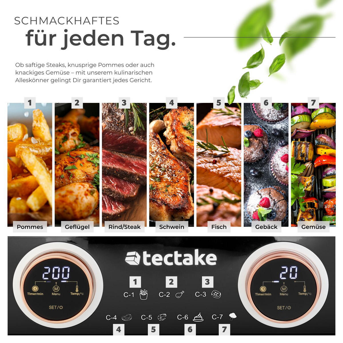 HEISSLUFTFRITTEUSE Samurai, 37,5 x 39 x 31,5 cm, inklusive Rezeptheft, schwarz - Schwarz, Kunststoff (37.5/31.5/39cm) - tectake