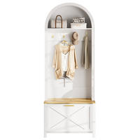 GARDEROBE 75/195/35 cm Weiß/Holzfarben aus MDF mit Schuhfach und Haken - Weiß, Holzwerkstoff (35/195/75cm) - OKMYHOME