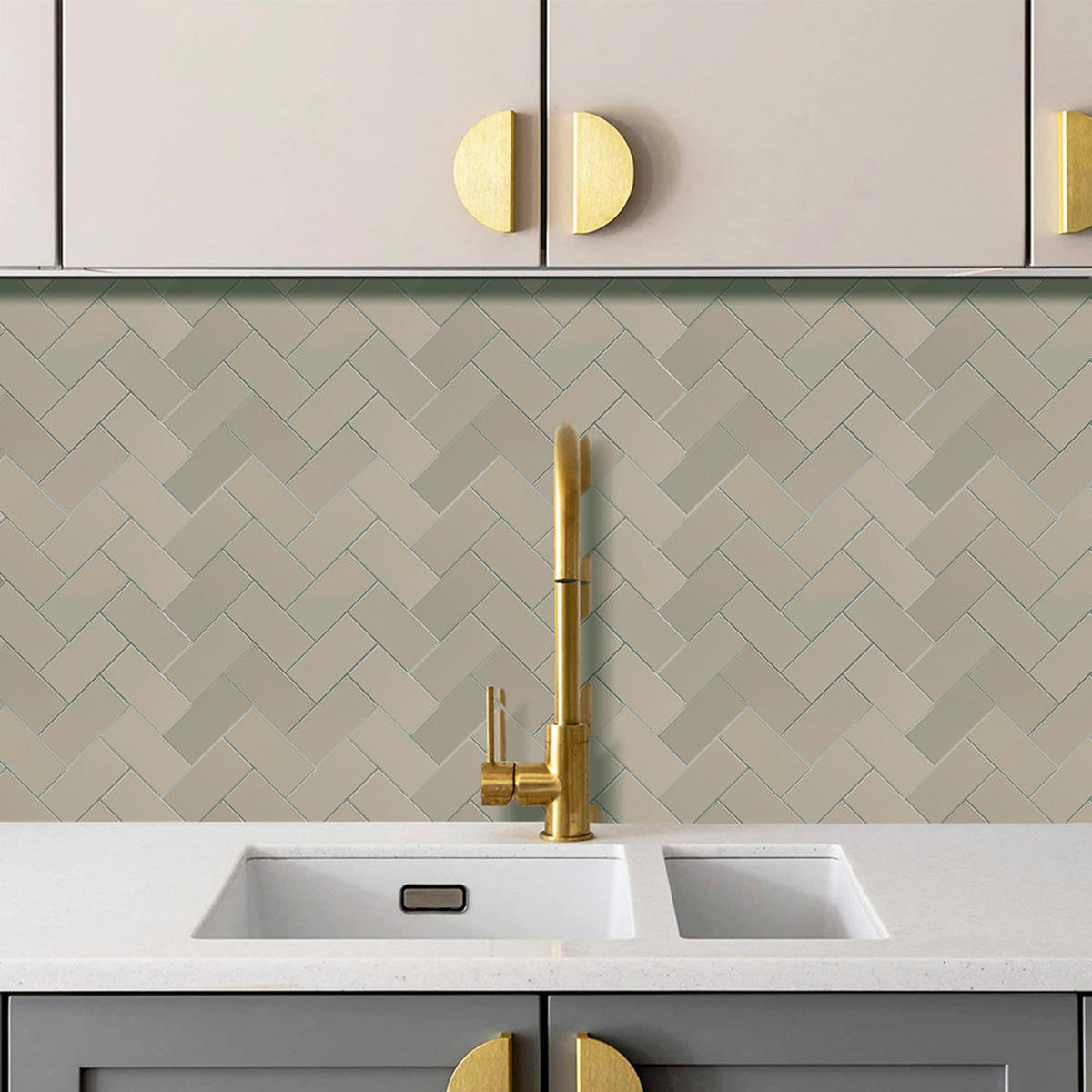 FLIESENAUFKLEBER 1 Stück 27,2 x 24 cm Selbstklebende Fliesen - Uva Cream - Beige, Kunststoff (24/0.4/27.2cm) - Mazovia